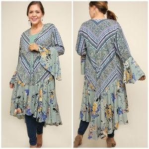 Boho Floral Patchwork Kimono Sz XL, 1XL PLUS